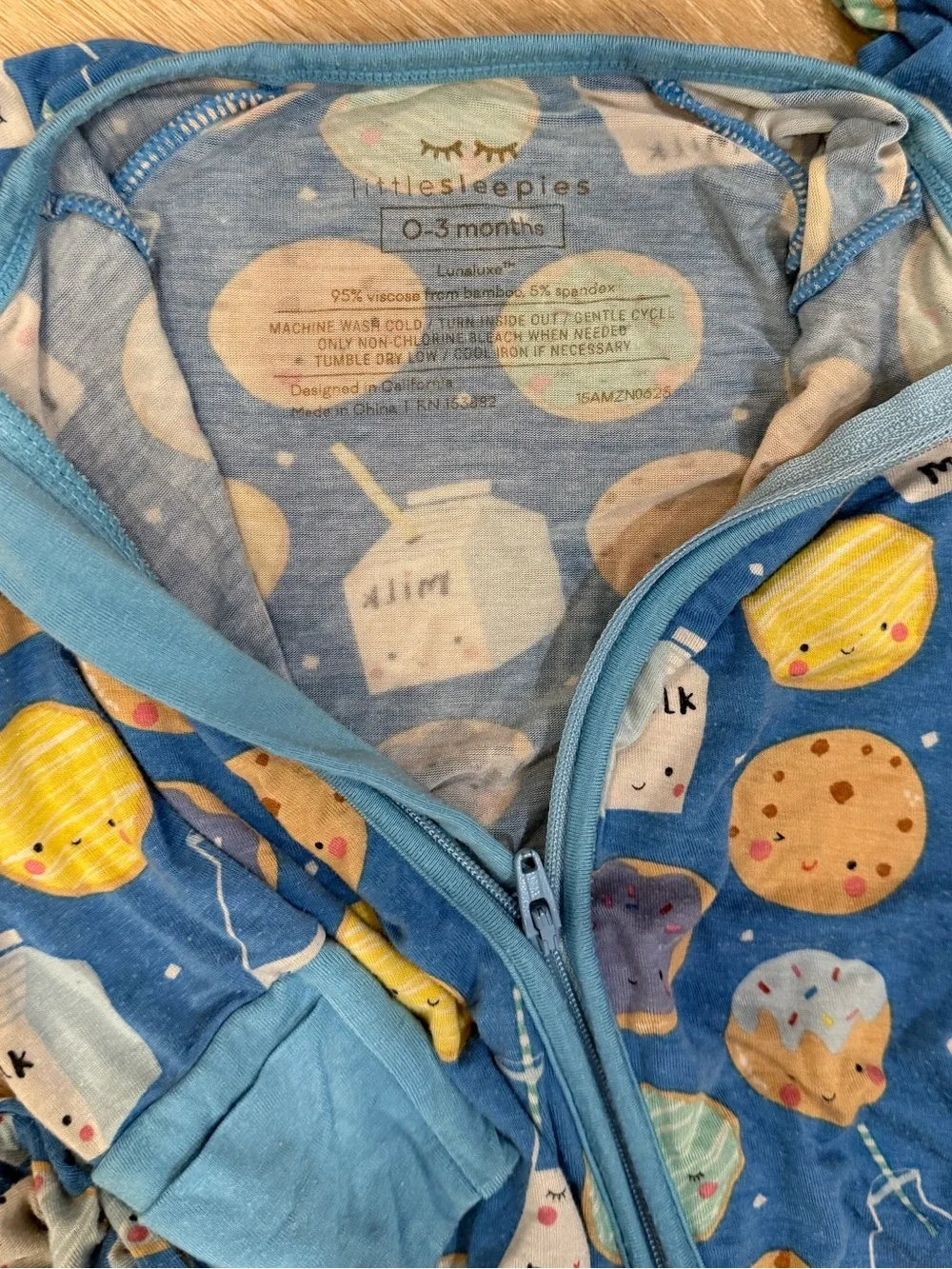 Little Sleepies 0-3 Months Cookies & Milk Bamboo Sleeper Pajamas Blue